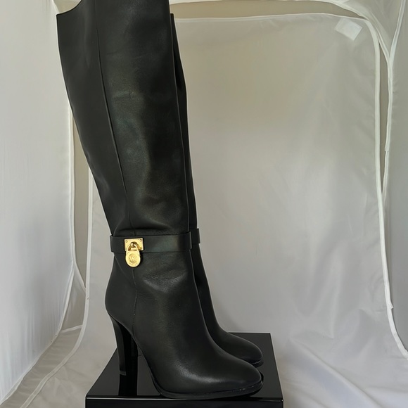 Michael Kors Hamilton Saddle Black Boots. Size 6,5 black leather. - Picture 1 of 7